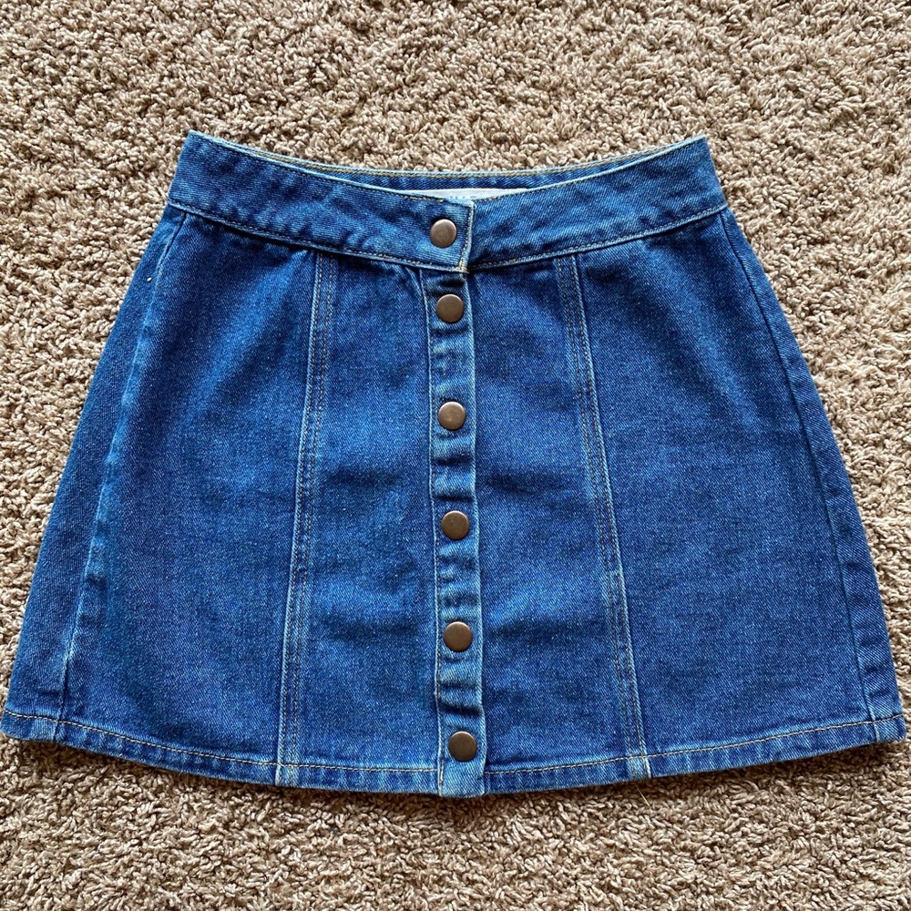 Brandy Melville button up jean skirt mini skirt - Picture 2 of 5